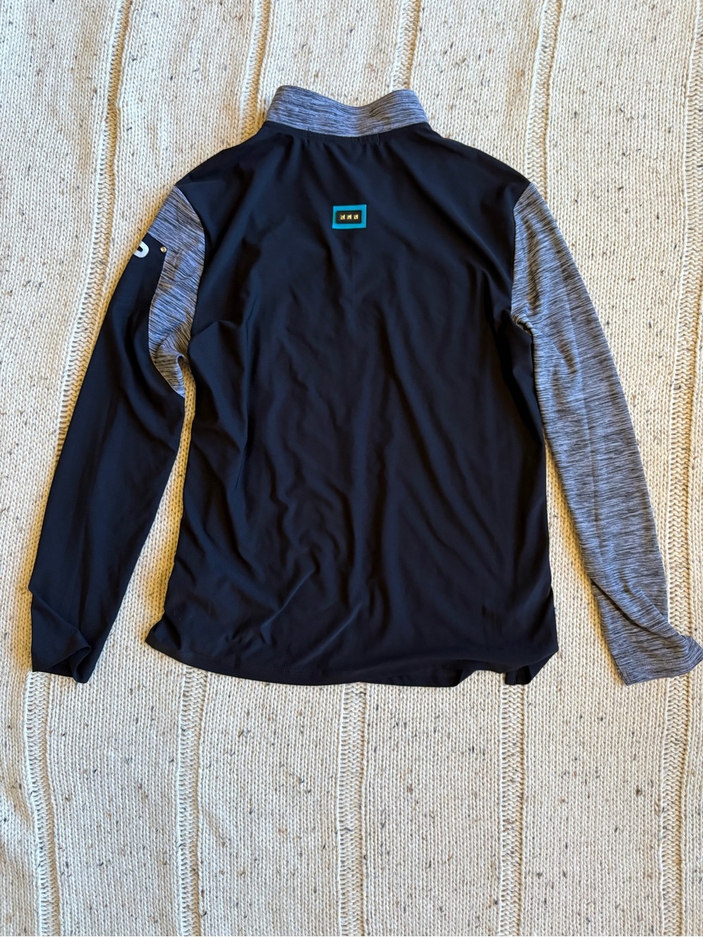 Jamie Sadock Black Pullover with Heather Gray Sleeves and Teal Piping - Picture 2 of 4